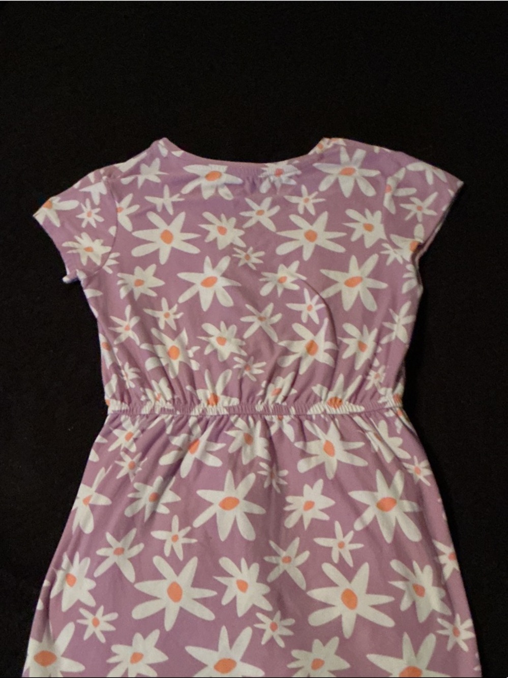 Girls' Lavender Floral Elastic-Waist Casual Dress
